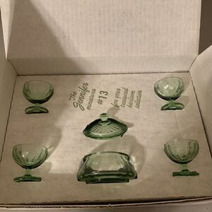 Mosser Glass Miniature Jennifer Green Set #13 Vintage New In Box